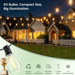 Outdoor String Lights, 50FT Patio Lights with 22 Shatterproof S11 Bulbs (2 Sp…