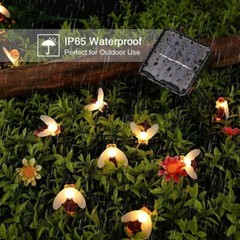50 LED Solar Powered Bee String Lights Outdoor Yard Garden Decor Waterproof Lamp