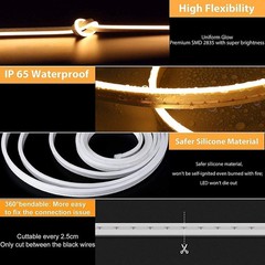 Flexible LED Neon Rope Lights, 12V Warm White 16.4ft for Bedroom Decoration
