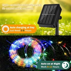 50/100LED Solar String Tube Light Outdoor Garden Tree Fairy Rope Wire Decor Lamp