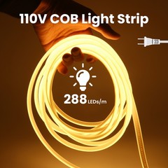 110V COB Neon LED Strip Lights Dimmer Flexible Light Indoor Outdoor Waterproof