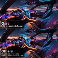 Acrylic Interior Car Ambient Lighting, Interior RGB LED Strip Kit with Music Syn