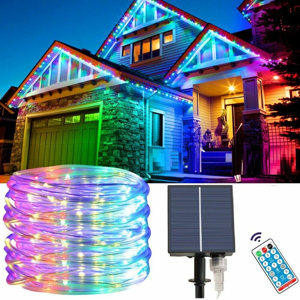 100 LED Solar Rope Lights Outdoor Garden Decor Pathway Waterproof String Lights