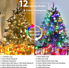 33ft 100-LED Color Changing Christmas Lights, Remote, 12 Modes