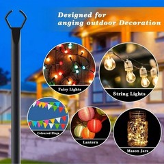 6 Pack 11.1Ft String Light Poles Outdoor Metal Branch Light Stand