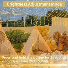 66FT Warm White String Lights with Memory Function, Timer and Connectable Design