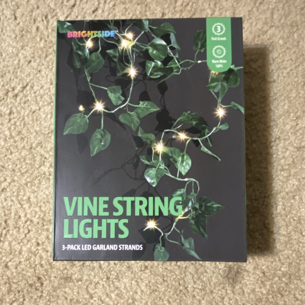 Brightside 3-Pack LED Garland String Lights Green Warm White Battery Powered