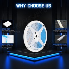 16ft BLUE 2538 SMD 300 LED Rope Tape Lights Waterproof IP65 DC12V+24 Key Remote