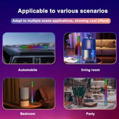 2/4PACK Rechargeable Music Rhythm Voice Light Bar, Sound Activated RGB Light Bar