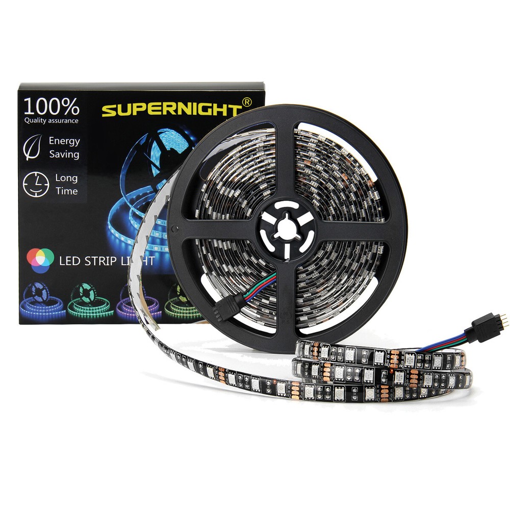 5M RGB LED Strip Light Waterproof Black PCB 5050 SMD Tape Rope String Light 12V