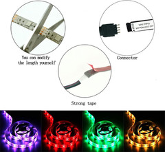 LED Strip with 24 Keys Remote Control, 2M Battery Powered Strip Lights for Party