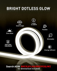 Connectable LED Rope Lights 50FT, Waterproof, 4500K Neutral White, ETL Certified