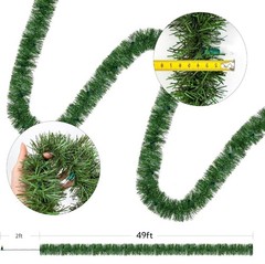 WATERGLIDE 49FT Lighted Christmas Green Garland with 100 Count Clear Lights
