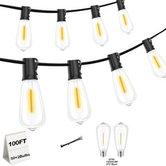 100FT LED Outdoor String Lights Waterproof, Edison Lights for Outside | with …