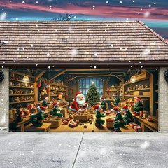 Tingjoo 7 x 16 ft Christmas Garage Door Cover Banner 7 x 16 ft, red