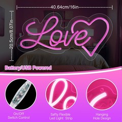 Love Heart neon Sign – 10 Levels Dimmable USB neon Lights for Wall, Kids Bedr…