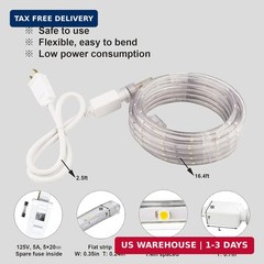 Areful Outdoor 16.4ft Blue LED Strip Lights 120V IP65 Flat Decor 16.4FT,