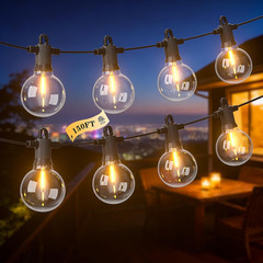 50FT Solar String Lights Outdoor Waterproof IP65 with Usb-Charging , Solar Power