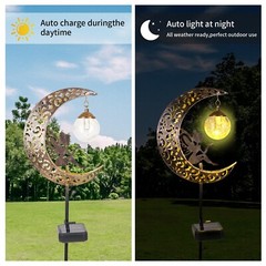 Solar Garden Lights Outdoor Decor,Moon Fairy Crackle Glass Lights,Waterproof …