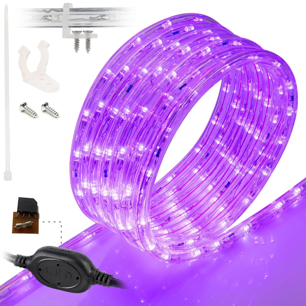 Purple LED Outdoor Waterproof Rope Light, Exterior Lighting, 10′ 25′ 50′ 100’ft