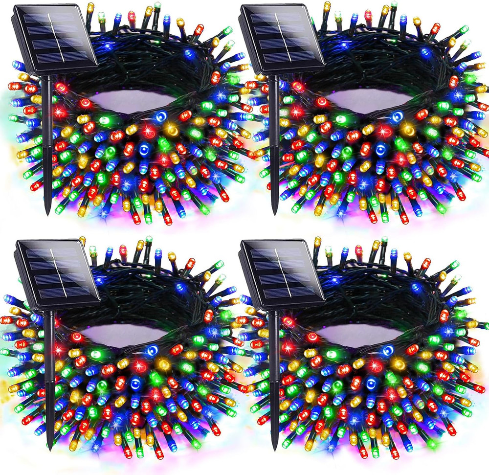 Solar Christmas Lights Outdoor 4 Pack 132FT 400LED String Lights Multicolor | Au