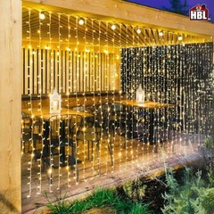 Holiday Bright Lights 768 LED Curtain Lights Warm White 4×8.5FT Connectable