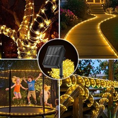 Solar Rope Light Waterproof IP65 39FT 100LEDs Outdoor LED Warm White 100 LED