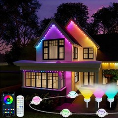 50/100/150FT Smart Permanent Outdoor LED Eaves Lights IC+RGB APP/Remote Control