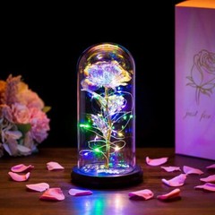 Eternal Forever Galaxy Rose Flower In Glass Dome LED Light Valentine’s Day Gift