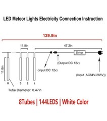 LDUSA Home Waterproof Meteor Shower Rain Lights 30cm 8 Tubes 192 LED Drop Lights