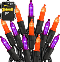 Battery Operated Halloween Lights Outdoor, 50 LED 16FT Orange and Purple String
