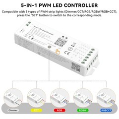 WiFi 5in1 LED Controller Dimmable for Monochrome CCT RGB RGBW RGBCCT LED Stri…