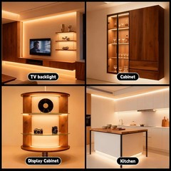 Battery Powered COB LED Strip Lights,3.28ft Warm White LED Light Strip for Dorm