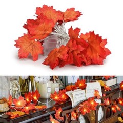 9.8FT Fall Thanksgiving Maple Leaves 30 LED Light Lamp Garland Festival Decor US