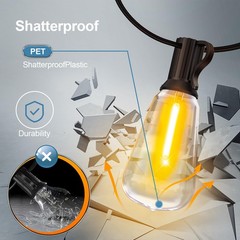 Outdoor String Led Patio Lights – 50Ft 15M Outside Waterproof Light With Remo…