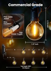 Brightown 108FT LED String Lights Black Plastic Solar Dimmable Remote Control
