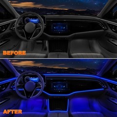 Jushope Interior Car LED Strip Lights with Wireless APP and Remote Control, RGB