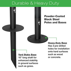 EXCELLO GLOBAL PRODUCTS Bistro String Light Poles – 2 Pack – Extends to 10 Feet