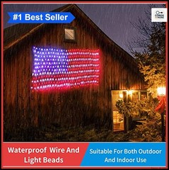 US Flag Net Lights 420 LED 6.5×3.3 FT Waterproof Corded Plug For Independence