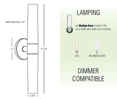 Kira Home Duo 21″ Modern Wall Sconce with Frosted Opal Glass Shades for Bathr OB