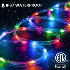 33ft LED Rope Light, 16 Dynamic Color-Changing Modes, 7 Primary Colors w/Control