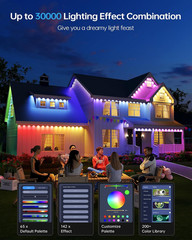 AI Permanent Outdoor Lights S107B, 100FT with 72 RGBCW LED Lights, 30,000 Lighti
