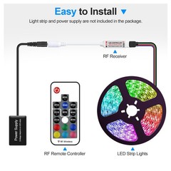 RGB LED Controller 5V~24V 12A with 17~Key RF Remote for Strip Lights