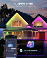 AI Permanent Outdoor Lights S107B, 100FT with 72 RGBCW LED Lights, 30,000 Lighti