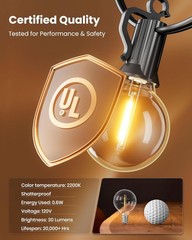 Outdoor String Lights Waterproof LED Patio Globe Hanging Light Backyard Decor