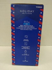 Holiday Living Red White blue Micro curtain LED Lights NIB 60 Ct 3.5’ x 5’ Timer