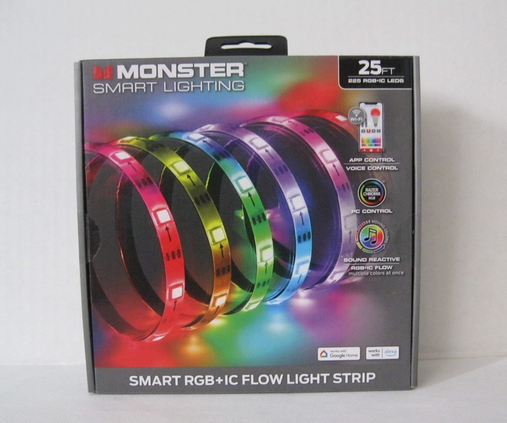 New Monster 25 Ft. Sound Reactive Color Flow Indoor LED RGB+IC Smart Light Strip