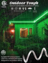 WYZworks 60ft Green 648LED Rope Light, 8 Modes, Waterproof Outdoor Accent Light