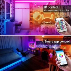 100ft Bluetooth RGB Color Change LED Strip Lights Music Sync, APP/Remote Control
