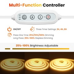110V COB Neon LED Strip Lights Dimmer Flexible Light Indoor Outdoor Waterproof
